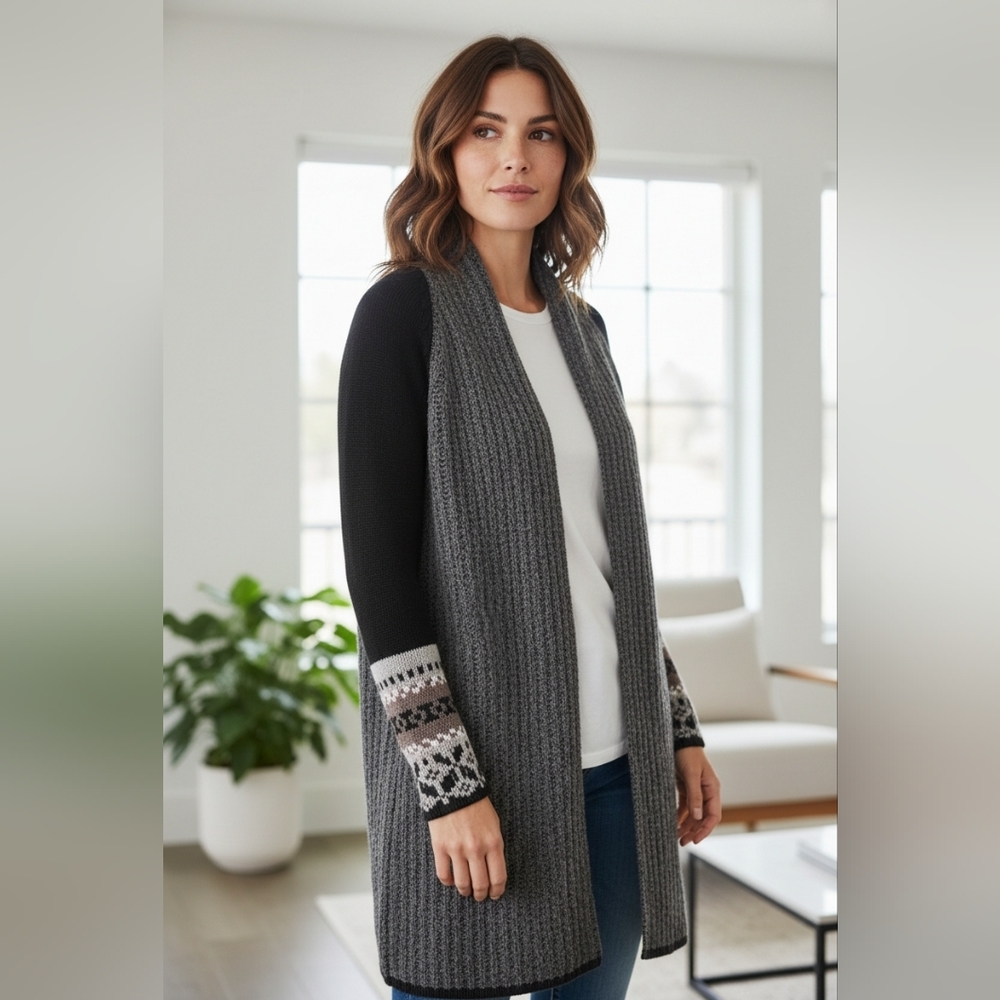 Chup Smartwool Black & Grey Speren Wool Blend Cardigan Sweater Wrap Size XS
